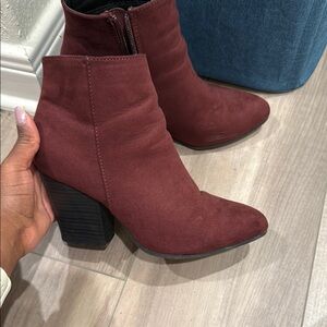 JustFab Red Ankle Boots with Sleek Design
